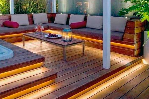 deck lighting for multilevel deck, lighting for deck stairs